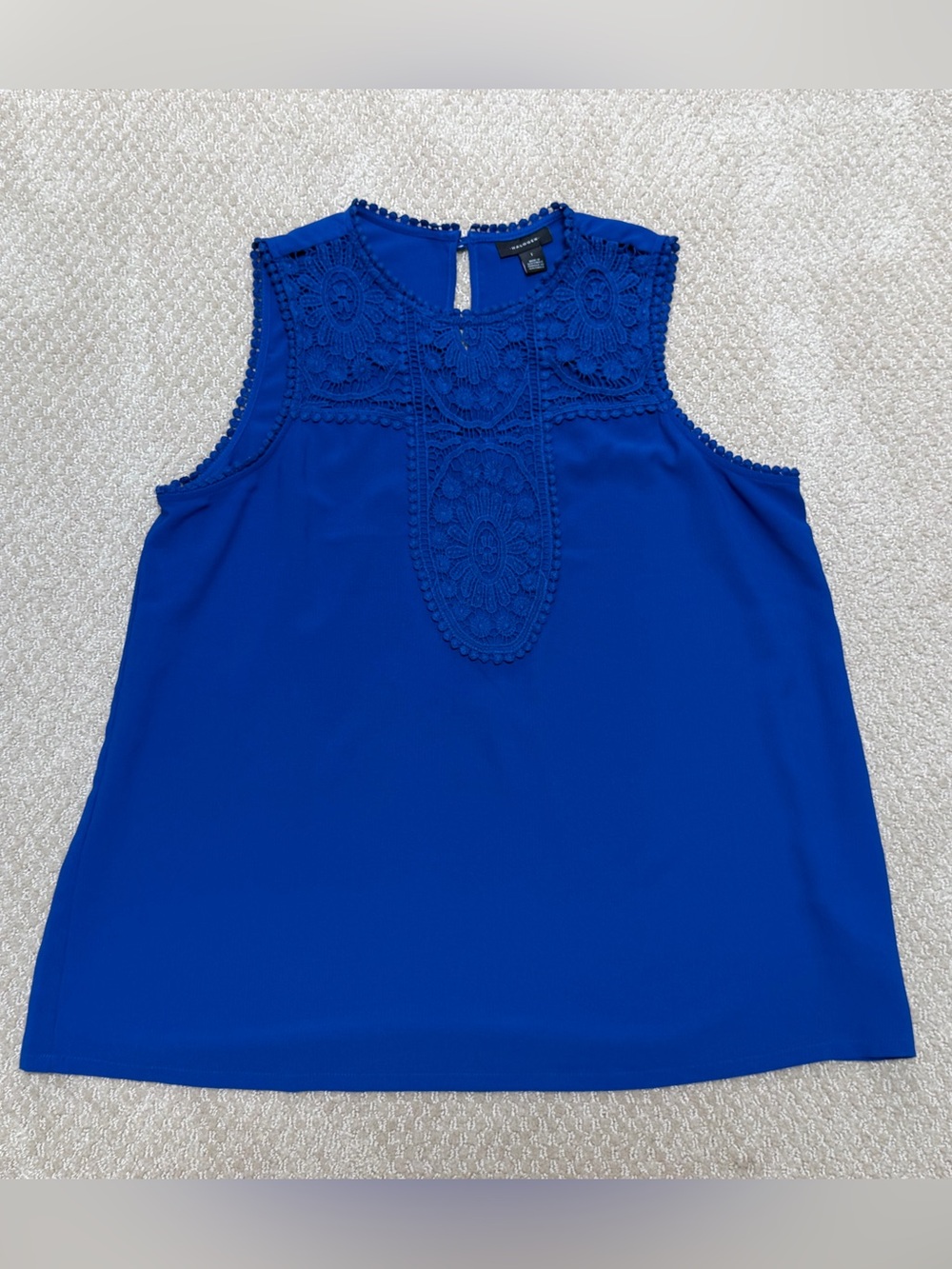 Halogen Royal Blue Crochet Yoke Sleeveless Top